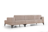 Canapé d'angle avec fonction couchage Droit Horizon Marron Clair