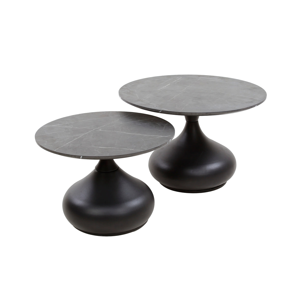 Ensemble de tables basses Drop Salontafel de 2 pièces en mélamine 3D Graphite Ø60-Ø50 