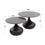 Ensemble de tables basses Drop Salontafel de 2 pièces en mélamine 3D Graphite Ø60-Ø50 
