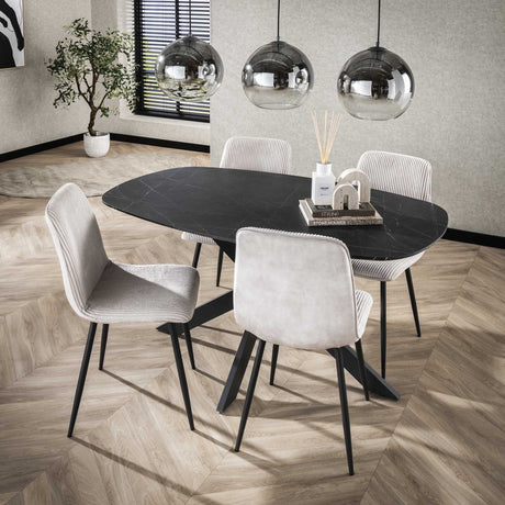 Eettafels - Eettafel Mysha Deens Ovaal Melamine Zwart 150x90 cm - Dimehouse