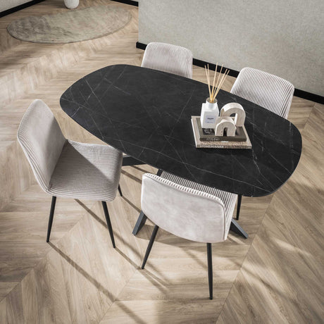 Eettafels - Eettafel Mysha Deens Ovaal Melamine Zwart 150x90 cm - Dimehouse