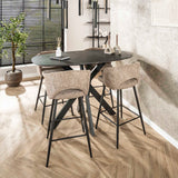 Table ovale en bois de cerf Iris 140x80 cm avec pied en étoile aspect céramique 
