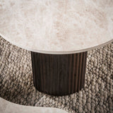 Lot de 2 tables basses bio Cruz - céramique Taj Mahal aspect bois marron foncé nervuré