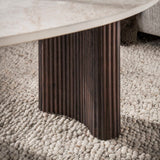 Lot de 2 tables basses bio Cruz - céramique Taj Mahal aspect bois marron foncé nervuré