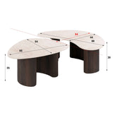 Lot de 2 tables basses bio Cruz - plateau Taj Mahal en céramique pieds aspect bois marron foncé