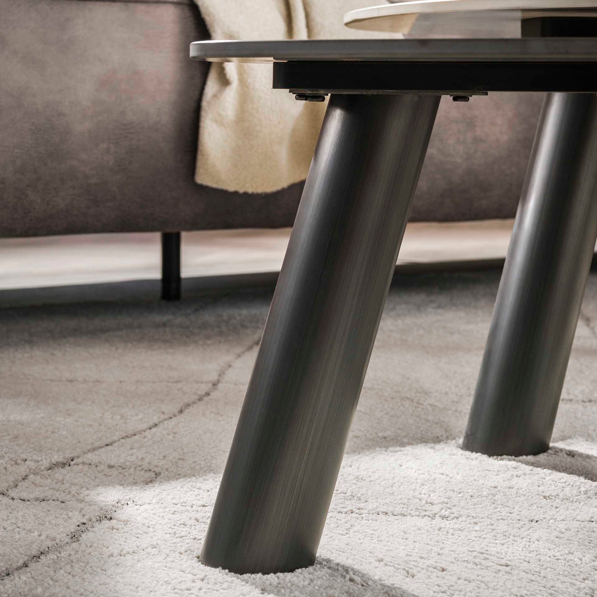 Arvo Twin ensemble de tables basses en céramique travertin 100x87 cm 