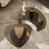 Ensemble de tables basses en bronze et verre, 2 pièces 