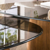 Ensemble de 2 tables basses triangulaires Marea en bronze et verre 91x71 cm 