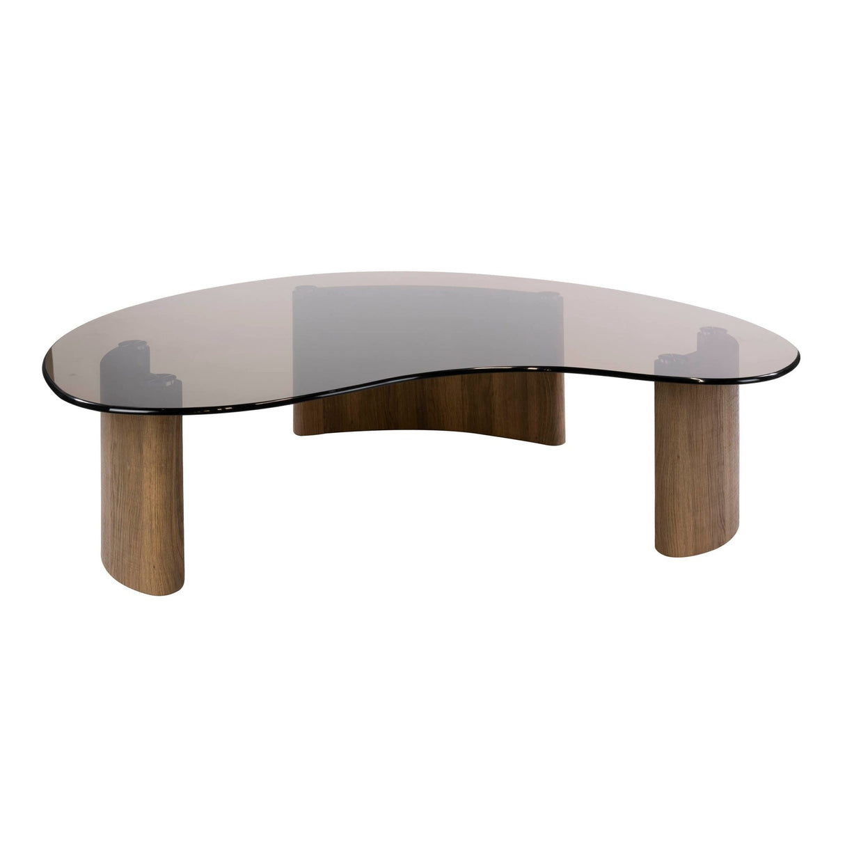Table basse bio verre fumé marron aspect chêne Thor 130 cm