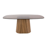 Table à manger ovale danoise verre fumé marron aspect chêne structure Thor 215 cm