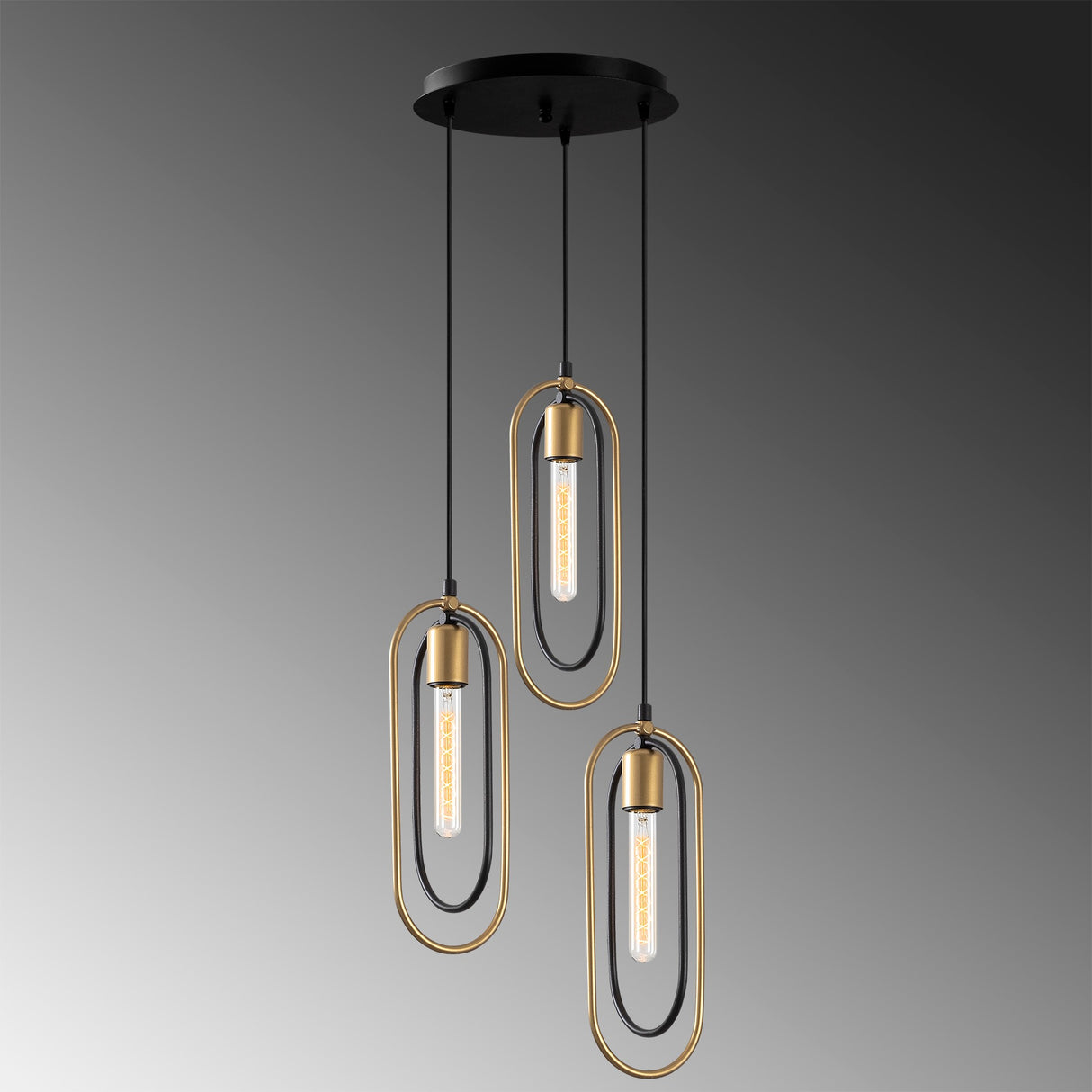 Hanglamp 3-lichts Zwart Goud Metaal Dune