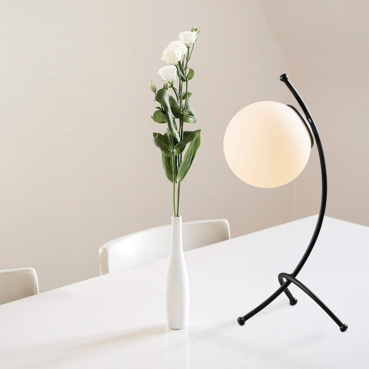 Lampe de table Noir Blanc Verre Nightstrike 