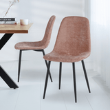 Ensemble de 4 chaises de salle à manger scandinaves en chenille rose ancien Swift - Sans accoudoirs 