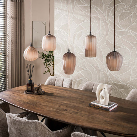 Lampe suspendue 5 lumières marron verre dépoli Arda