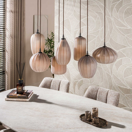 Lampe suspendue 7 lumières marron verre dépoli Arda