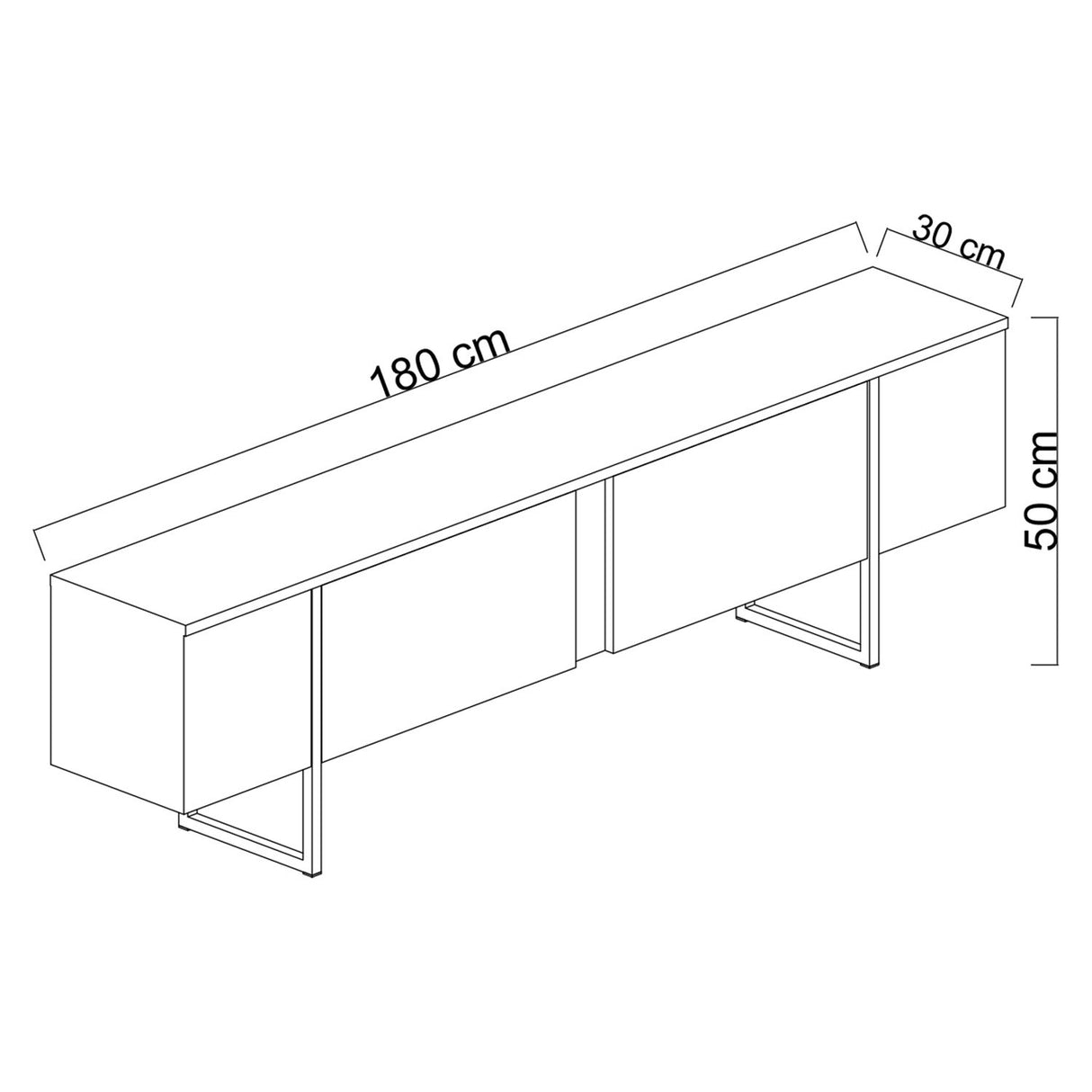 Meubles de télévision luxe anthracite or mélamine 180x50x30 cm