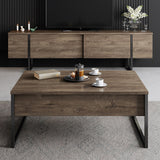 Table basse rectangulaire en noyer de luxe 90 x 60 cm - Cadre noir