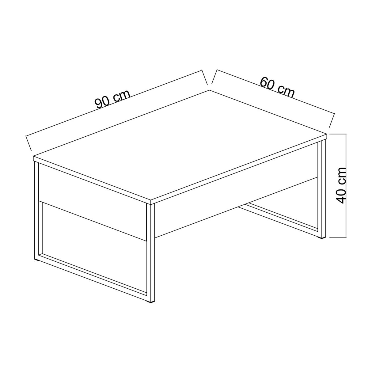 Table basse rectangulaire en noyer de luxe 90 x 60 cm - Cadre noir