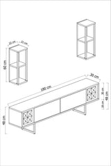 TV Meubels - TV Meubel Set Chrome Line Antraciet Zwart Melamine 180x48x30 cm - Dimehouse