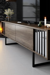Ensemble de meubles télévisés Chrome noix noire mélamine 180x48x30 cm