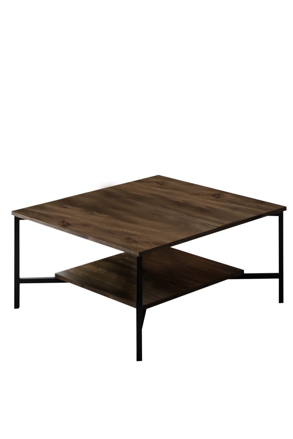 Ensemble de meubles Noyer-Noir - Ligne Chrome - Table basse + Meuble TV