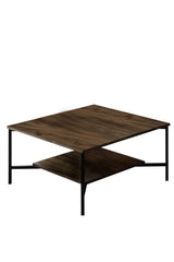 Ensemble de meubles Noyer-Noir - Ligne Chrome - Table basse + Meuble TV