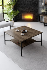 Ensemble de meubles Noyer-Noir - Ligne Chrome - Table basse + Meuble TV