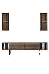 Ensemble de meubles Noyer-Noir - Ligne Chrome - Table basse + Meuble TV