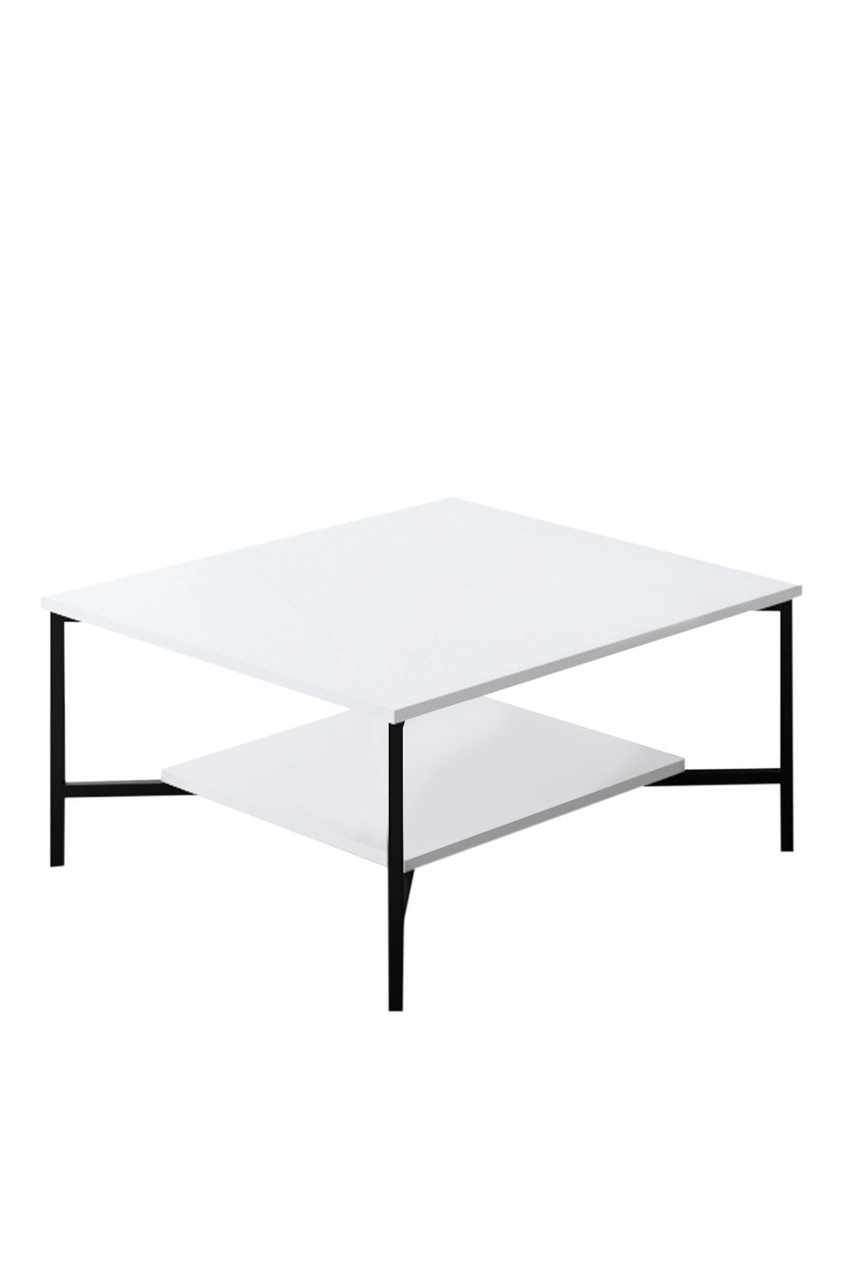 Ensemble de meubles Blanc-Noir - Ligne Chrome - Table basse + Meuble TV
