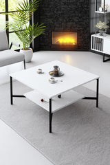 Ensemble de meubles Blanc-Noir - Ligne Chrome - Table basse + Meuble TV