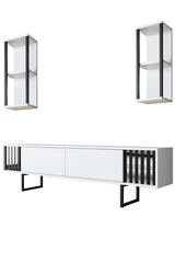 Ensemble de meubles Blanc-Noir - Ligne Chrome - Table basse + Meuble TV