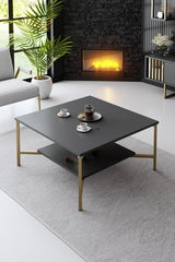 Meubelsets - Meubelset Antraciet - Goud - Gold Line - Salontafel + TV Meubel - Dimehouse