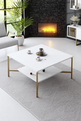 Meubelsets - Meubelset Wit - Goud - Gold Line - Salontafel + TV Meubel - Dimehouse