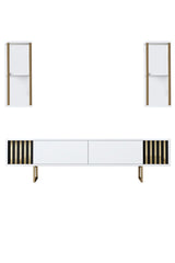 Meubelsets - Meubelset Wit - Goud - Gold Line - Salontafel + TV Meubel - Dimehouse