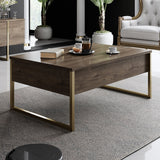 Ensemble de meubles de luxe en noyer - Table basse + meuble TV - Cadre doré