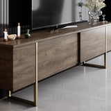 Ensemble de meubles de luxe en noyer - Table basse + meuble TV - Cadre doré