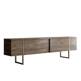 Ensemble de meubles de luxe en noyer - Table basse + meuble TV - Cadre doré