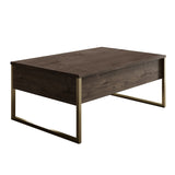 Ensemble de meubles de luxe en noyer - Table basse + meuble TV - Cadre doré