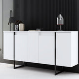 Commode moderne blanche de luxe 160 x 80 x 35 cm - Cadre noir