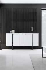 Commode moderne blanche de luxe 160 x 80 x 35 cm - Cadre noir