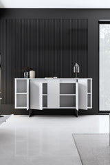 Commode moderne blanche de luxe 160 x 80 x 35 cm - Cadre noir