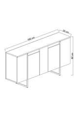 Commode moderne blanche de luxe 160 x 80 x 35 cm - Cadre noir