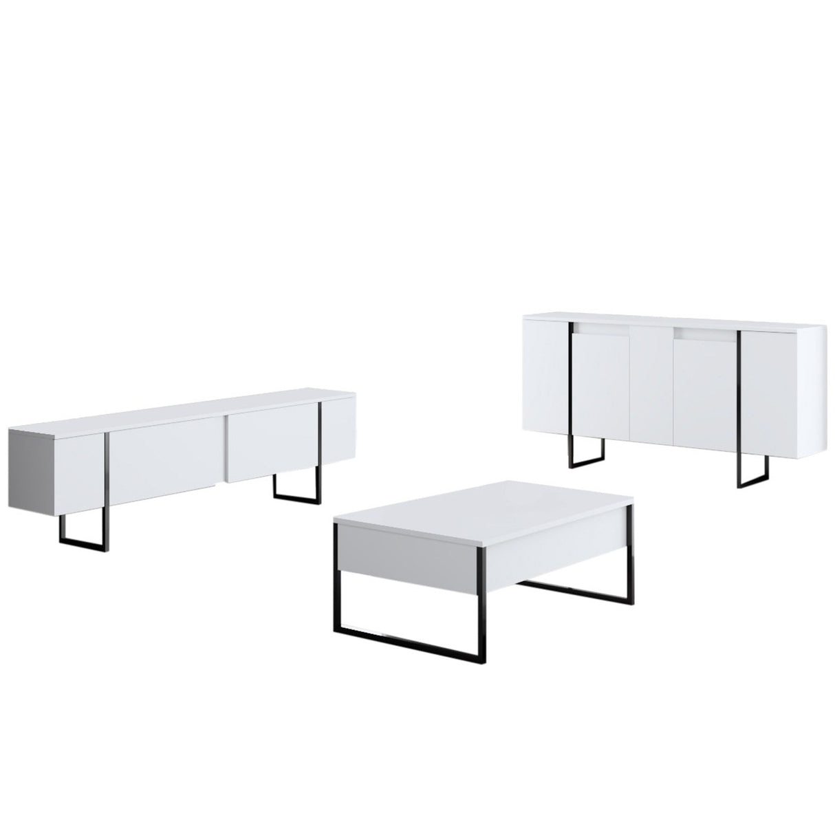 Commode moderne blanche de luxe 160 x 80 x 35 cm - Cadre noir