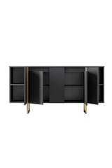 Buffet Moderne Anthracite Luxe 160x80x35 - Cadre Doré 