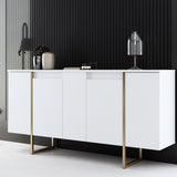 Commode moderne blanche de luxe 160 x 80 x 35 cm - Cadre doré