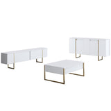 Commode moderne blanche de luxe 160 x 80 x 35 cm - Cadre doré