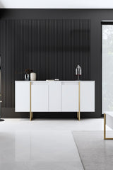 Commode moderne blanche de luxe 160 x 80 x 35 cm - Cadre doré