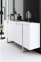 Commode moderne blanche de luxe 160 x 80 x 35 cm - Cadre doré