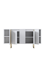 Commode moderne blanche de luxe 160 x 80 x 35 cm - Cadre doré