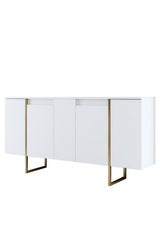 Commode moderne blanche de luxe 160 x 80 x 35 cm - Cadre doré